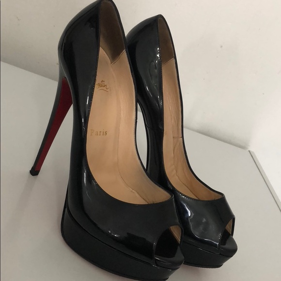 Christian Louboutin Lady Peep Patent Red SolePump - Picture 6 of 8